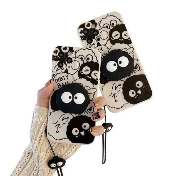 可愛い まっくろくろすけ スマホケース iPhone 14 Pro Max 用 ケース