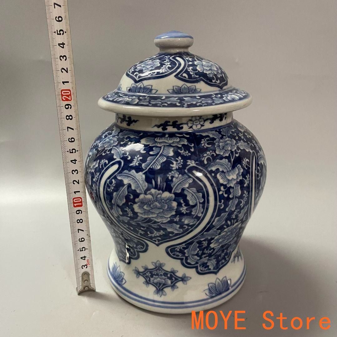 清末期青花磁器将軍壺 景徳鎮 陶磁器 装飾品 現代工芸品 美術品