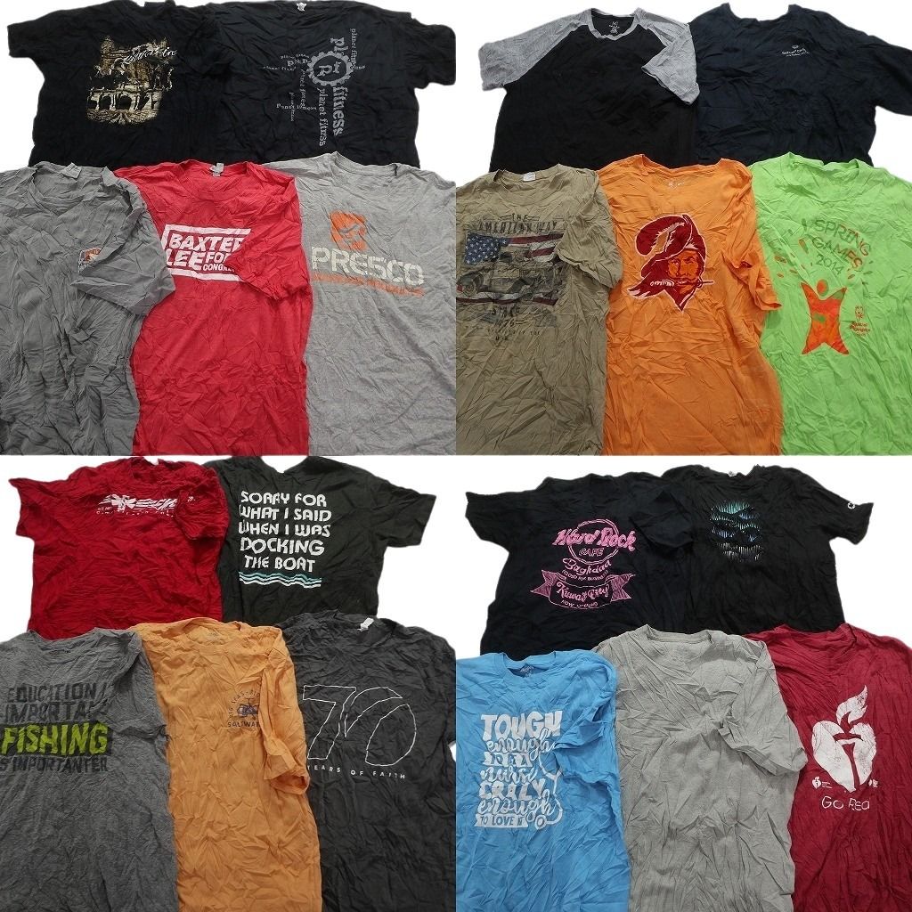 古着卸 まとめ売り カラーmix プリント 半袖Tシャツ 20枚セット (メンズ XL ) 企業 ハードロックカフェ ラグラン 中古 古着 MY4384