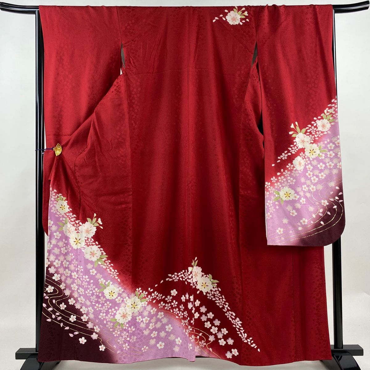振袖 身丈161.5cm 裄丈66.5cm M 袷 やまと 桜 桜の花びら 金彩 ぼかし  