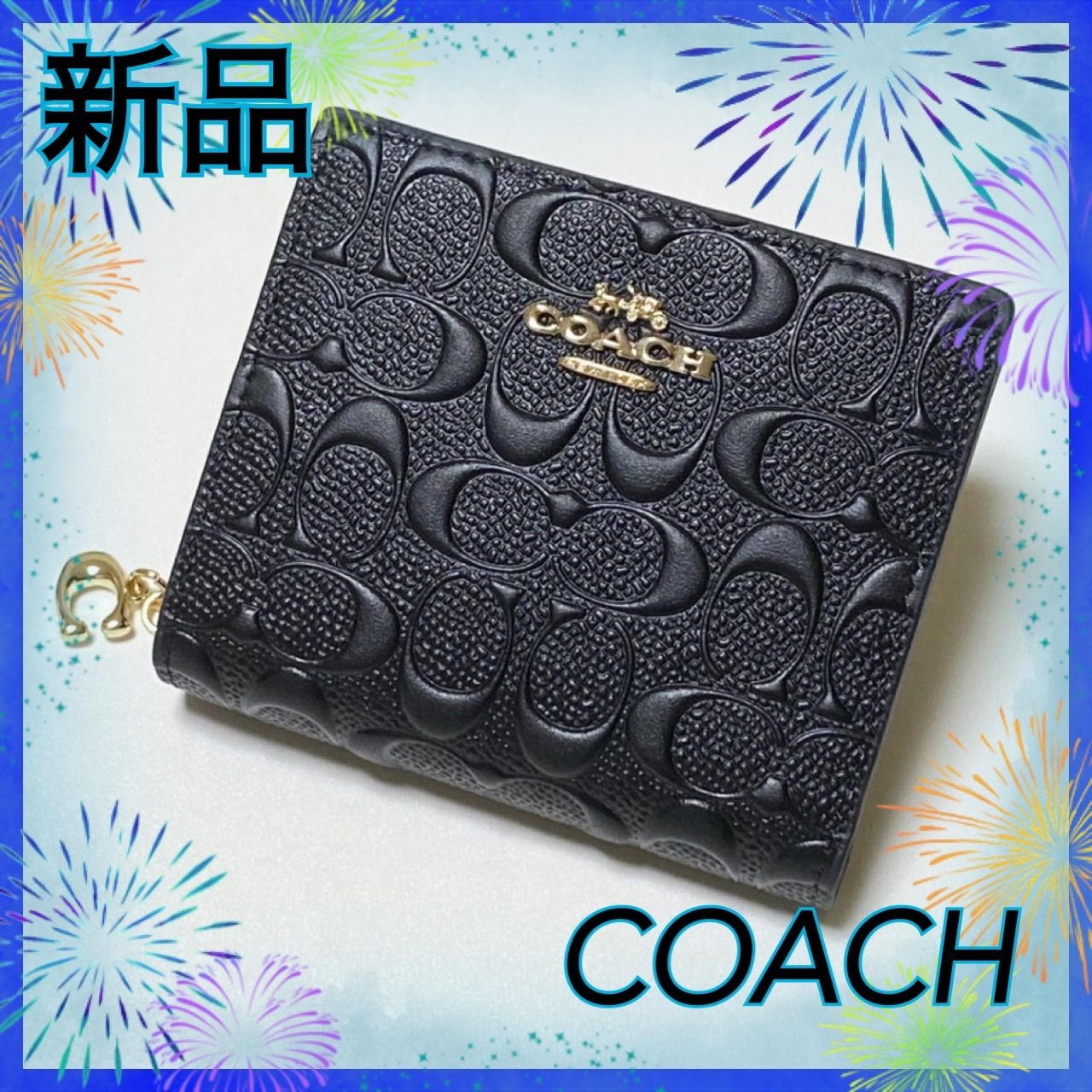 COACH 二つ折り財布  スモールウォレット ブラック C7353