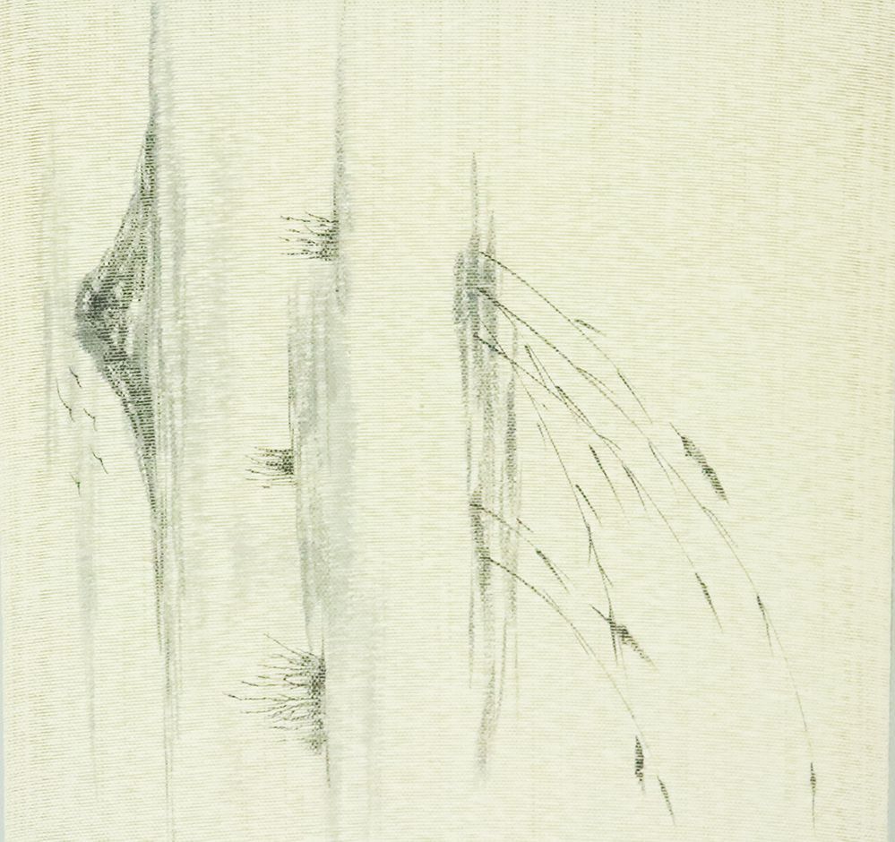 お洒落訪問着用 陽道庵 西陣織袋帯 正絹 紙布織 水墨画 F4299 新品 