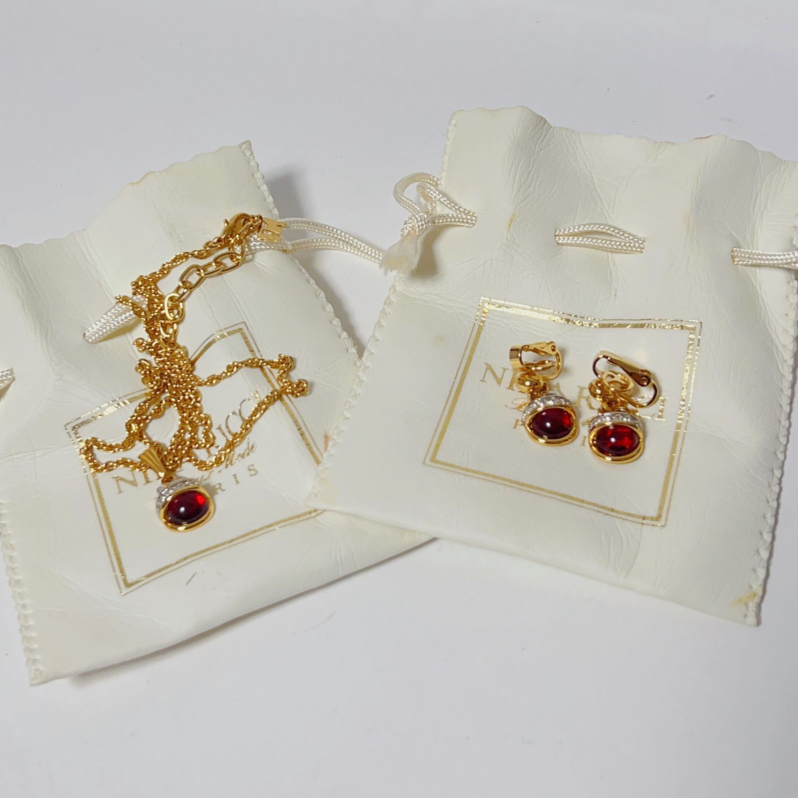NINA RICCI ニナリッチ ラインストーン ネックレス イヤリング 2点