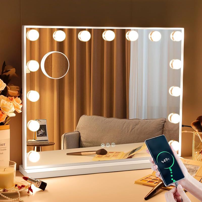 Hansong 女優ミラー ハリウッドミラー 化粧鏡 女優鏡 鏡 大きい 卓上