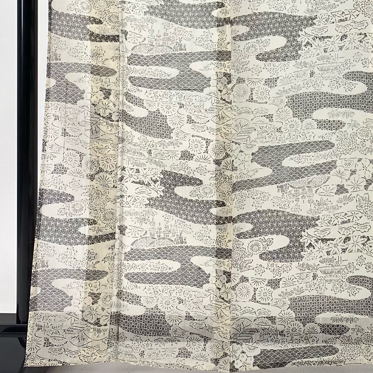 未着用 飯島輝也 小紋 江戸小紋 極鮫小紋 モノトーン 着物 032a d