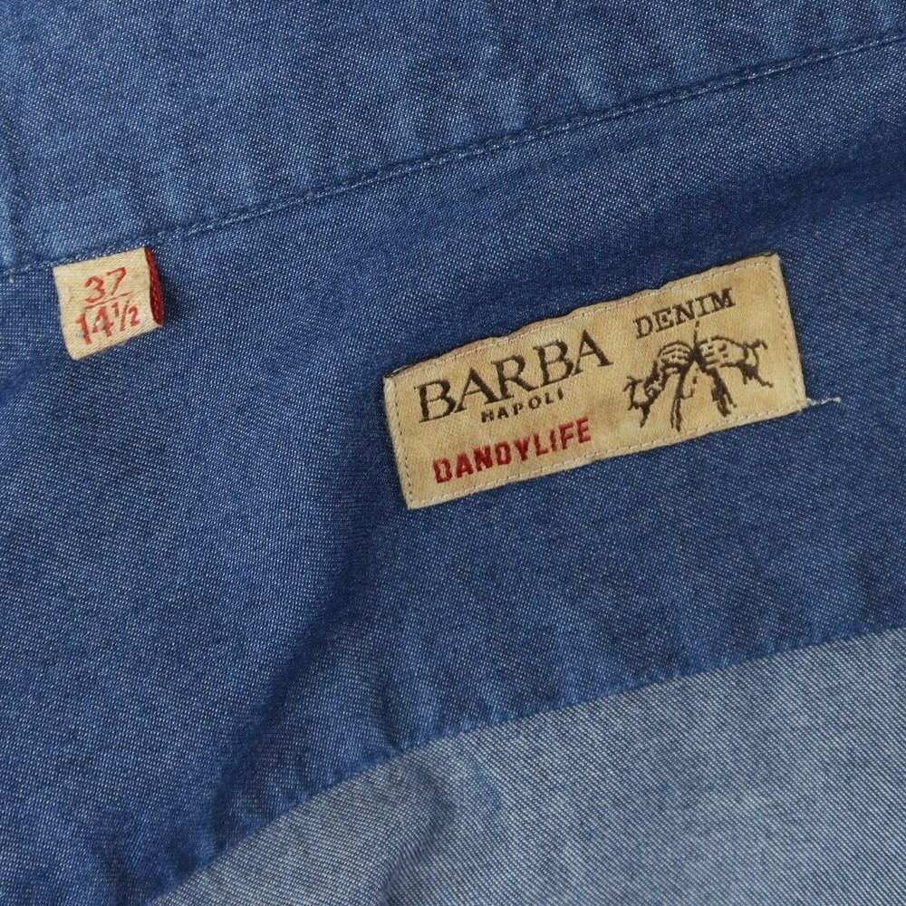バルバ DANDYLIFE デニムシャツ ホリゾンタルカラー黒 38 BARBA