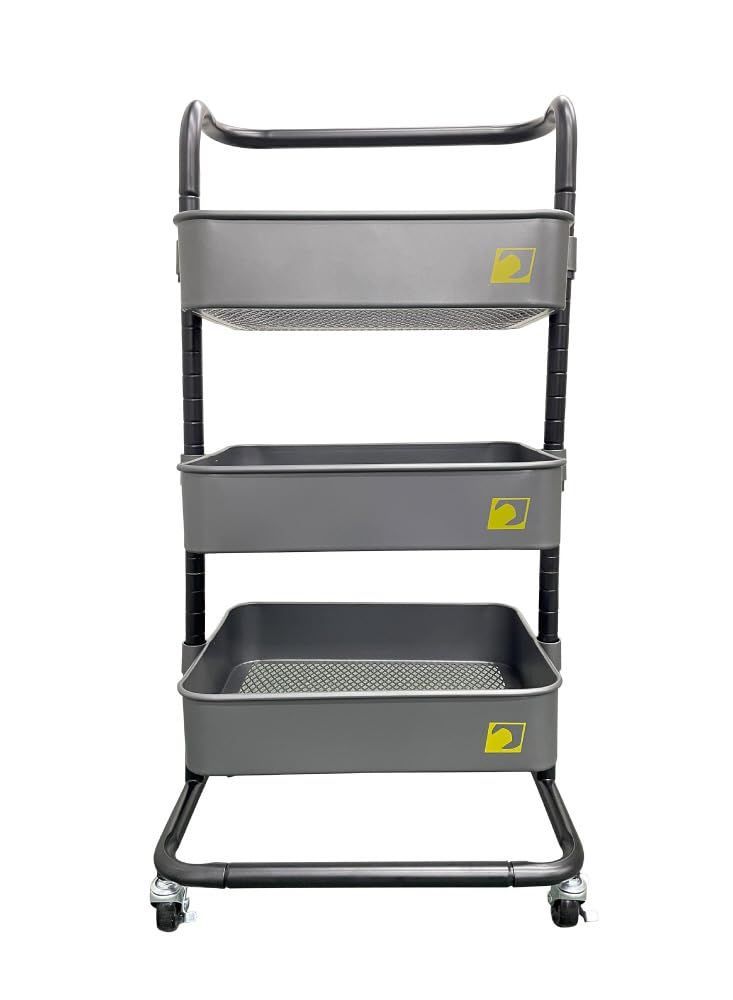 SIGNET シグネット 収納棚 高さ調整 移動式ラック キャスター付き三段スチールラック 54158 黒