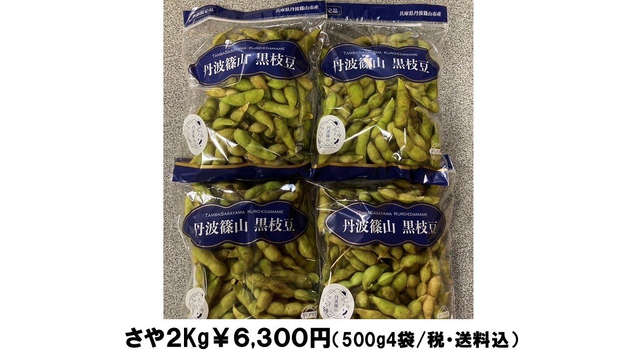 アウルさま　専用 兵庫県丹波市産 黒大豆枝豆 さや2キロ 丹波黒枝豆 さや500g