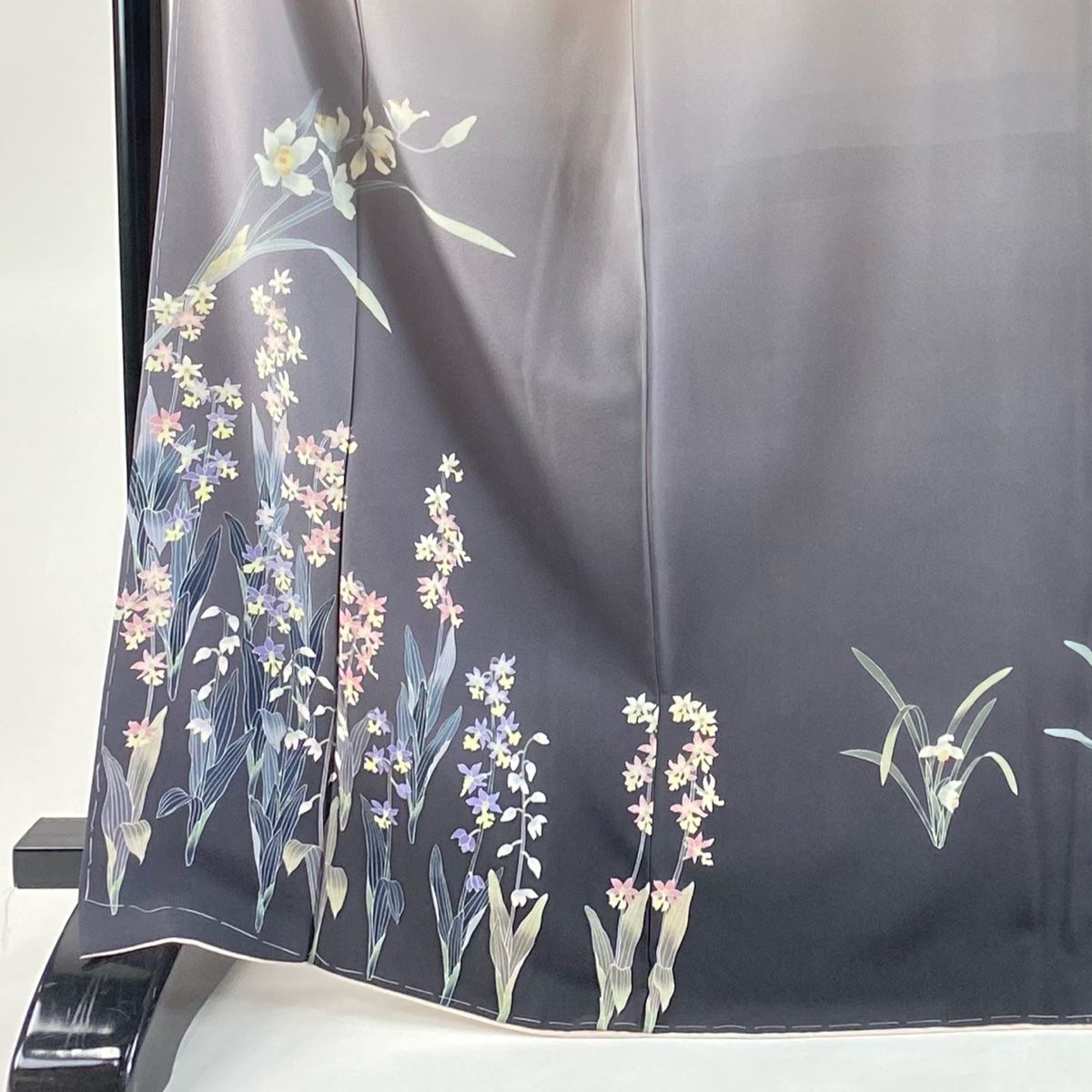 訪問着 身丈168.5cm 裄丈65.5cm M 袷 藤舟 落款 草花 染め分け ぼかし  