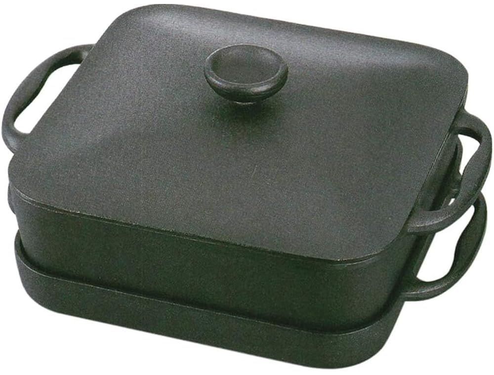 岩鋳 Iwachu スクエアパン 黒 本体サイズ cm 30.5×24.5× H 3.5 浅型 H 8.5 深型 IH対応 21700 両手鍋 南部鉄器