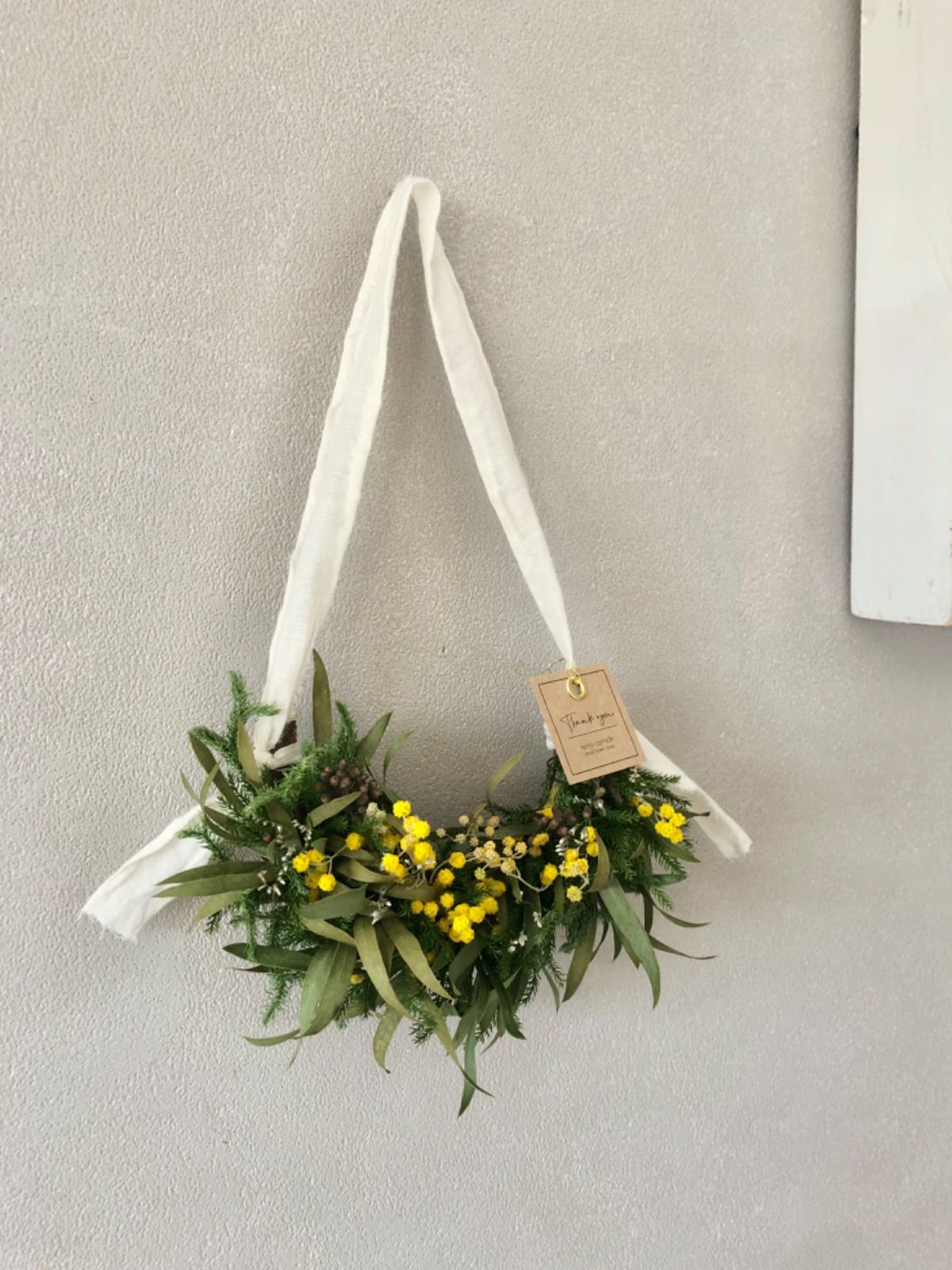 Spring 春の木漏れ日 ミモザの小さなハーフリース 27cm ミモザの春色 