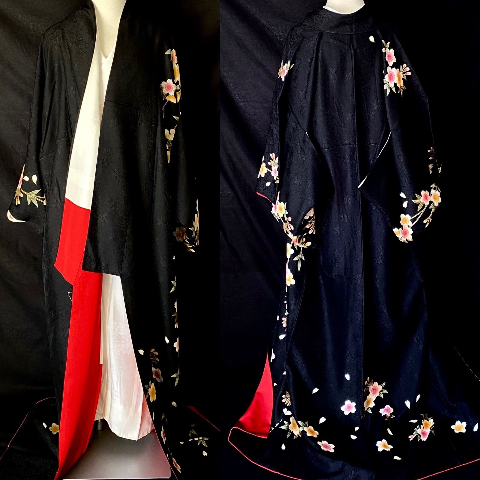 枝垂れ桜の訪問着〉秀品 SALE 黒 桜 トール 裄長め - メルカリ