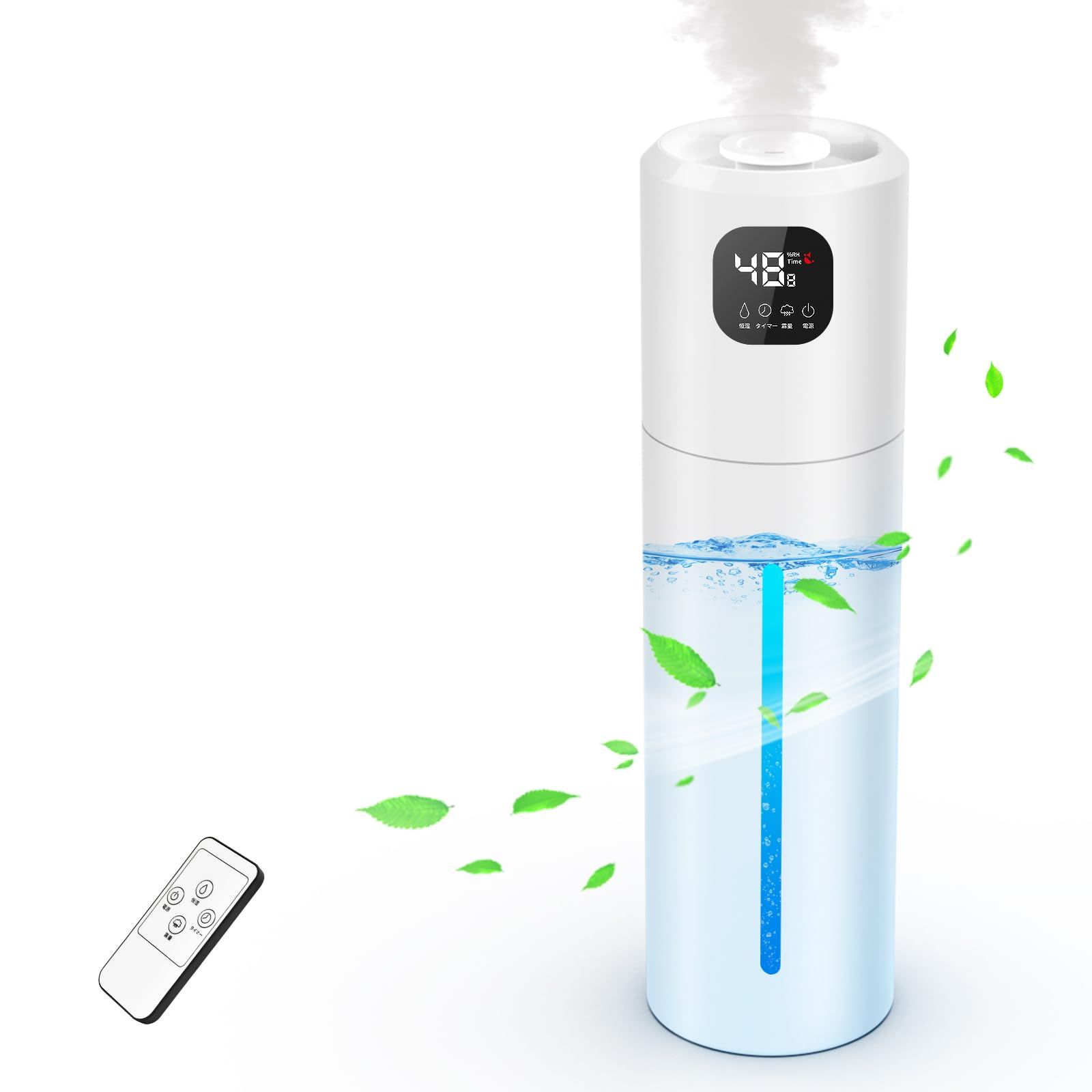 加湿器 超音波式 知能恒湿 10L大容量 45 -90 湿度設定 空焚き防止 350mL h 3段階ミスト 切タイマー 上から給水 吹出口360°回転 LEDディスプレ タワー型 加湿器 60h運転 20-40畳対応 28dB静音 おしゃれ