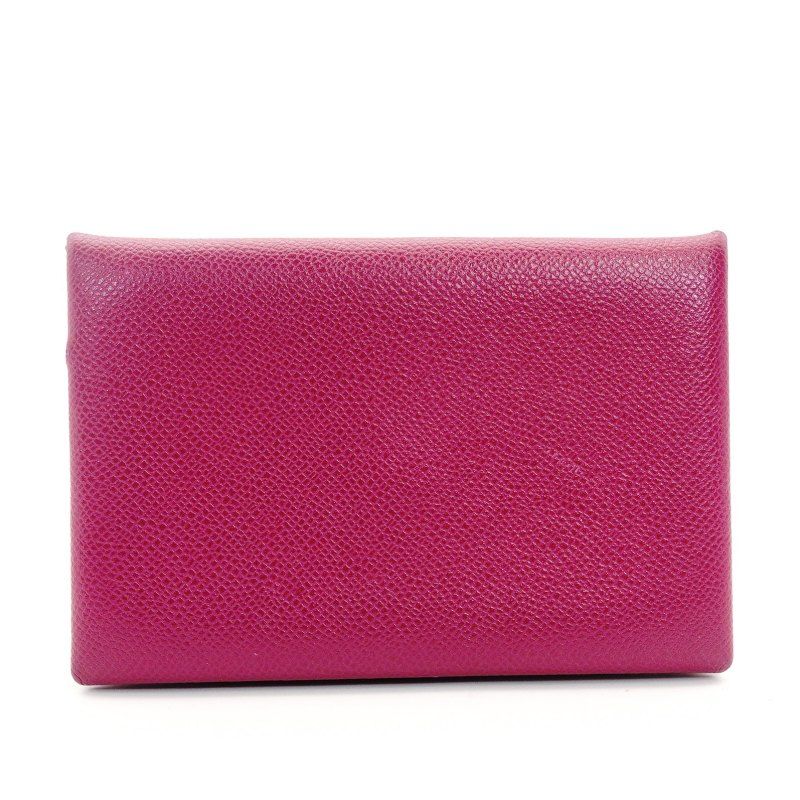 エルメス HERMES カルヴィ カードケース ピンクパープル レザー 名刺入れ D刻印 6-11-454