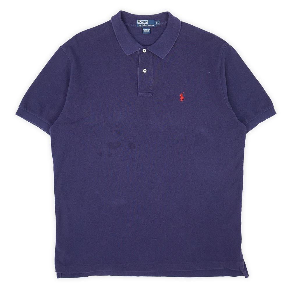 ポロラルフローレン POLO RALPH LAUREN 90s 90年代 半袖 ポロシャツ ロゴ 刺繍 ワンポイント USA ヴィンテージ 古着 メンズ ポロシャツ ネイビー / 紺 XL【中古】