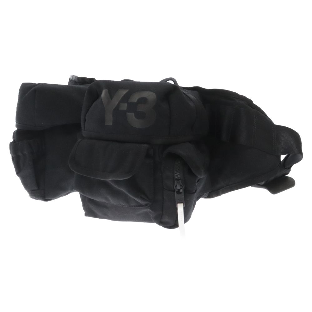 Y-3 (ワイスリー) 00S マルチポケット ロゴプリント ベルクロ ボディウエストバッグ ブラック A43008 080100