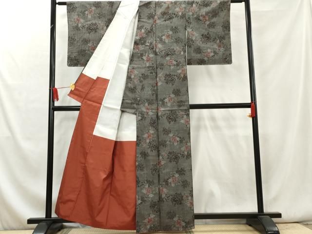 平和屋着物○上質な紬 格子 正絹 逸品 AAAZ0588ph