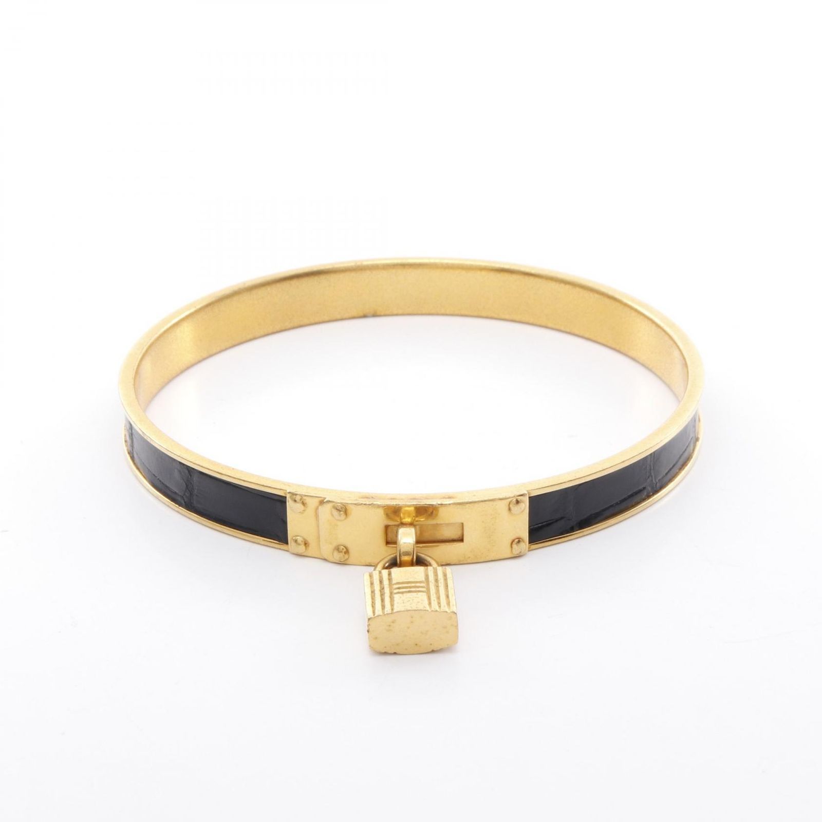 エルメス HERMES バングル ケリーブレスレット ブラック GP ゴールドメッキ バングル レディース Used B