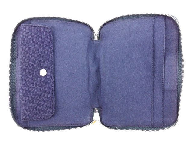 エルメス フールトゥ パースPM キャンバス ラウンドファスナー 財布 ネイビー エルメス 二つ折り 財布 ラウンドファスナー パースPM