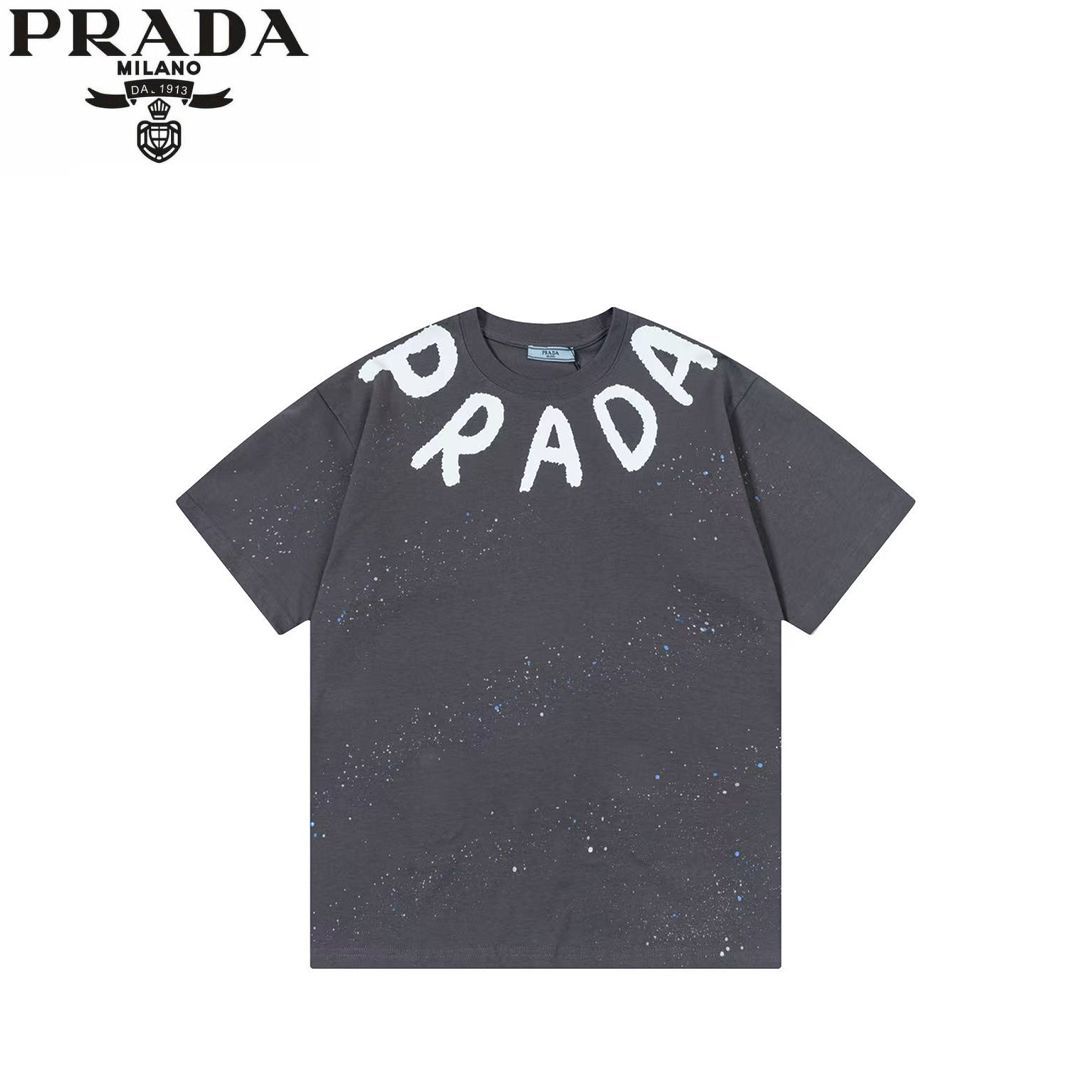 今日特価】Prada プラダ 25ss 七彩繁星アルファベット半袖