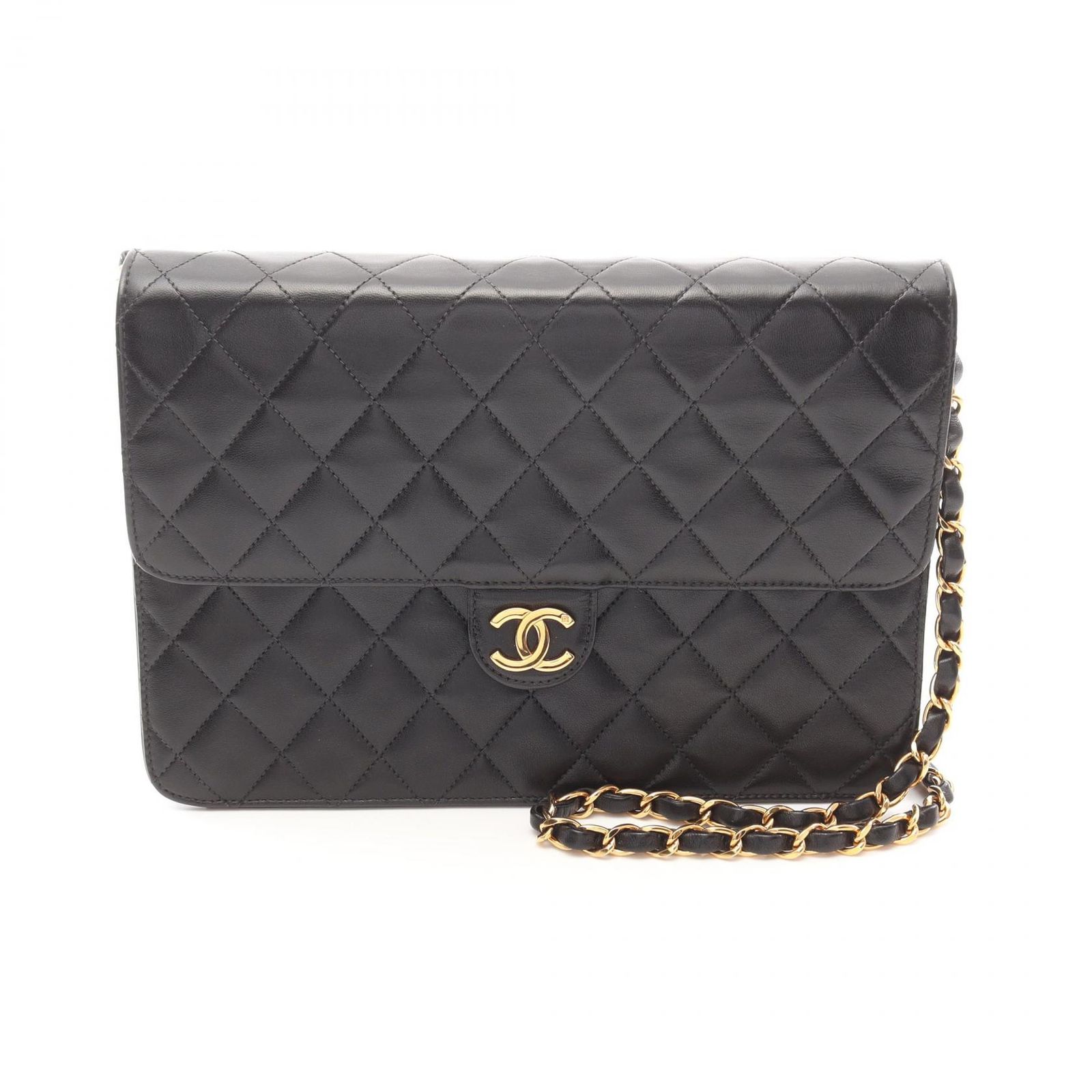 シャネル CHANEL ショルダーバッグ マトラッセ シングルフラップ ブラック ラムスキン 羊革 マトラッセ プッシュロックチェーンショルダー レディース Used A
