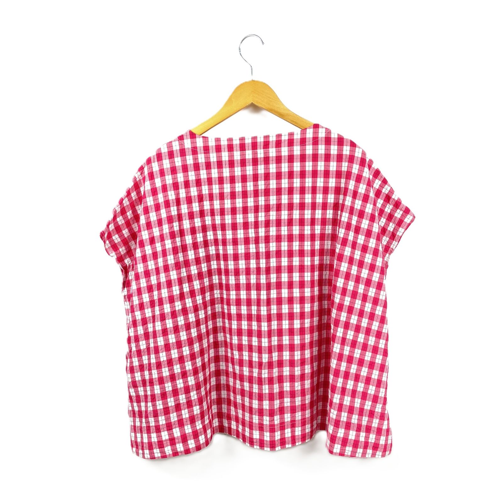 APUNTOB JOURNAL LUXE アプントビー ジャーナル ラックス 23 SS 23-050-450-0034-1-0 半袖シャツ チェックシャツ フレンチスリーブ サイズ2 ピンク ホワイト