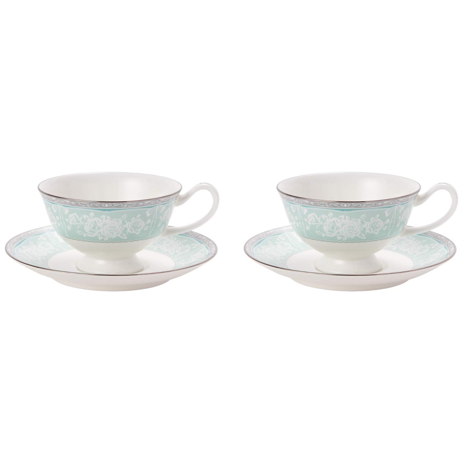 Style カップ-ソーサー 2客セット NARUMI ナルミ カップ ソーサー セット グリーン 200cc グレイスエア 電子レンジ温め対応 ティー コーヒー 兼用 51707-23078P 2客入