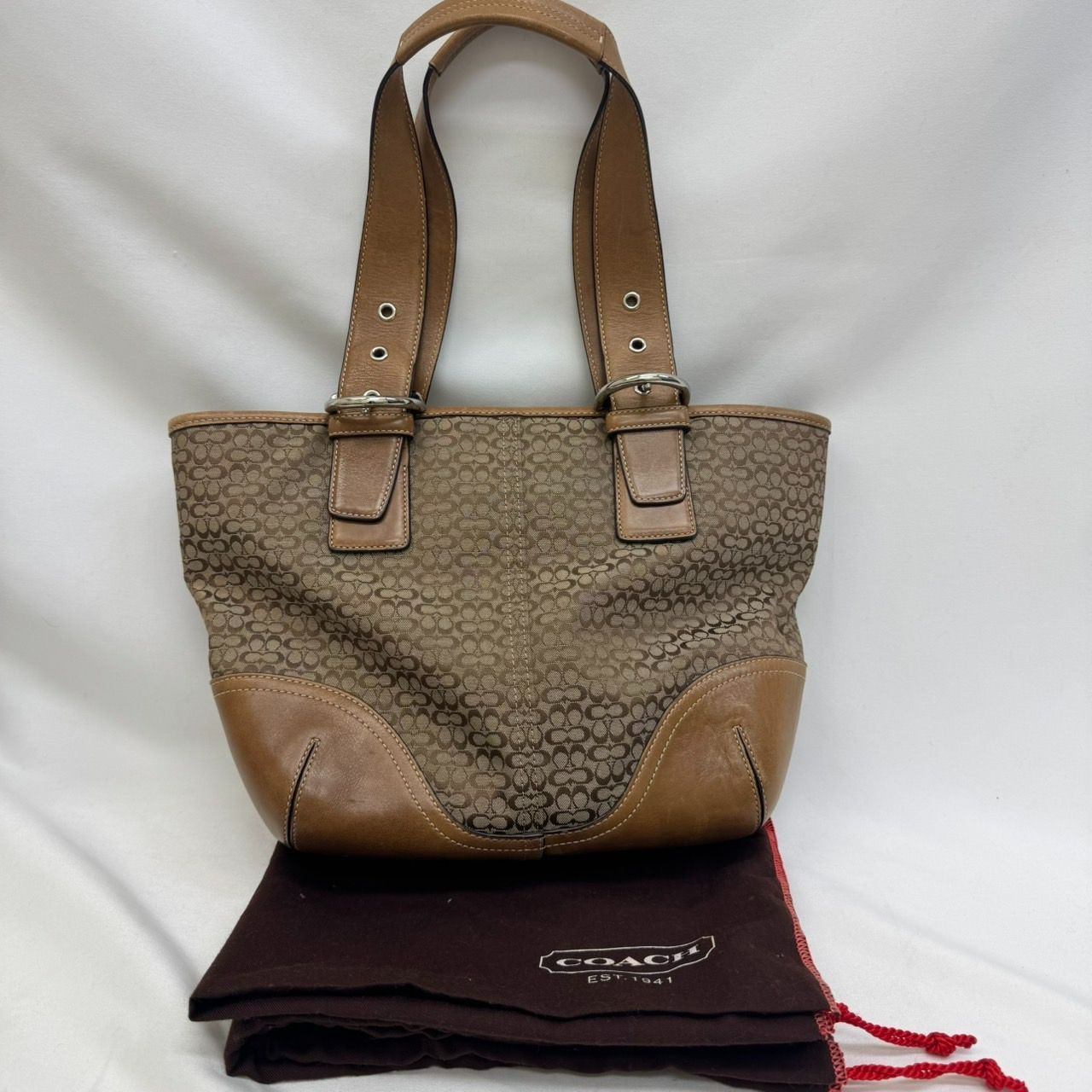 K【ヴィンテージ】COACH トートバッグ ブラウン レザー 袋付き