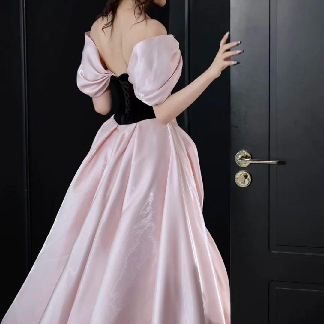 バイカラーにリボンがオシャレなオフショル イブニングドレス - メルカリ