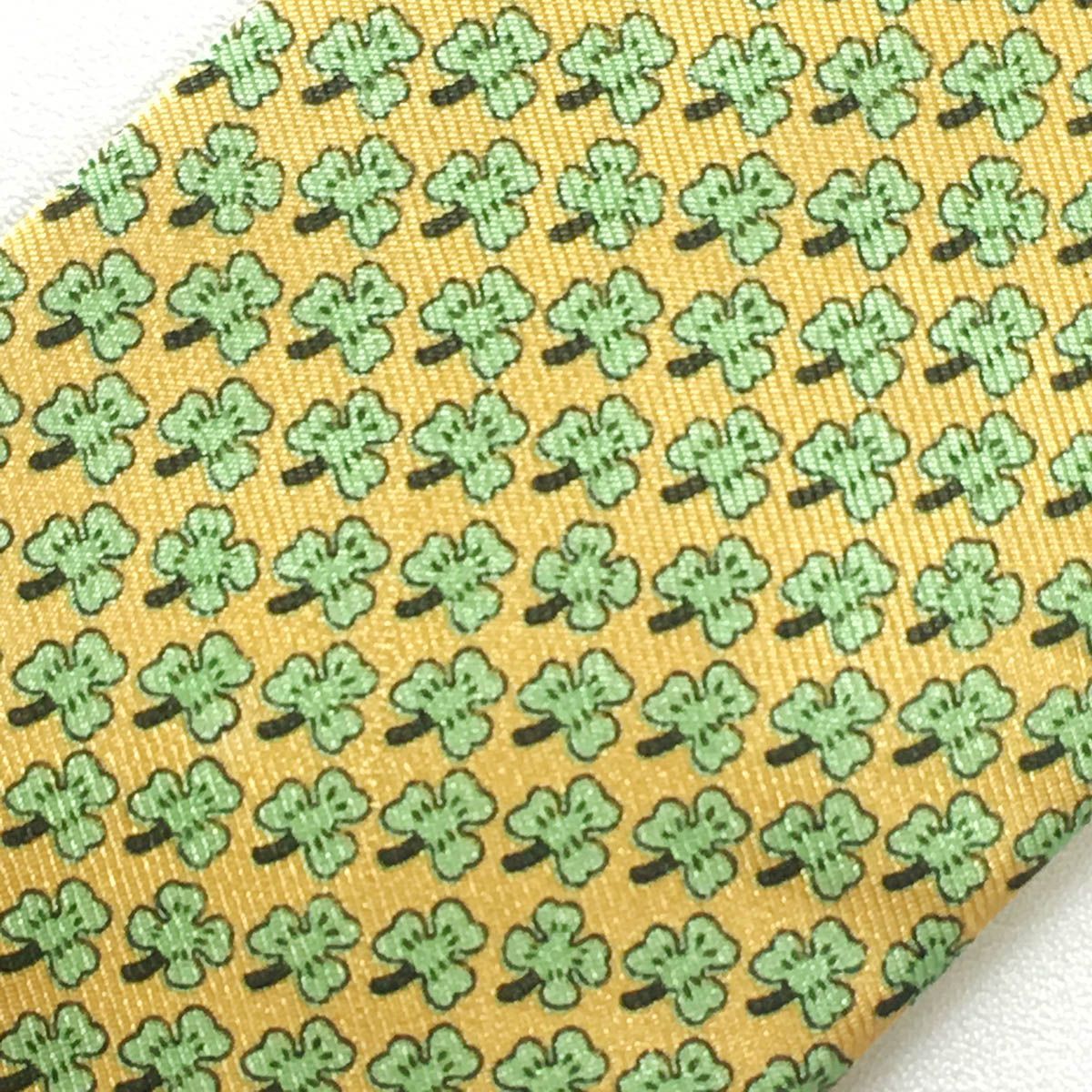 美品 エルメス HERMES ネクタイ シルク100% フランス製 イエロー