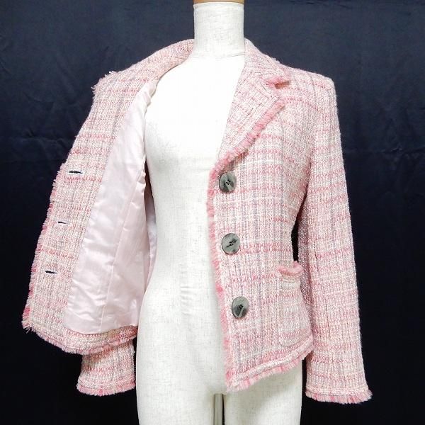 wnc ルネ Rene ジャケット 36 ピンク系 グレー系 ツイード チェック