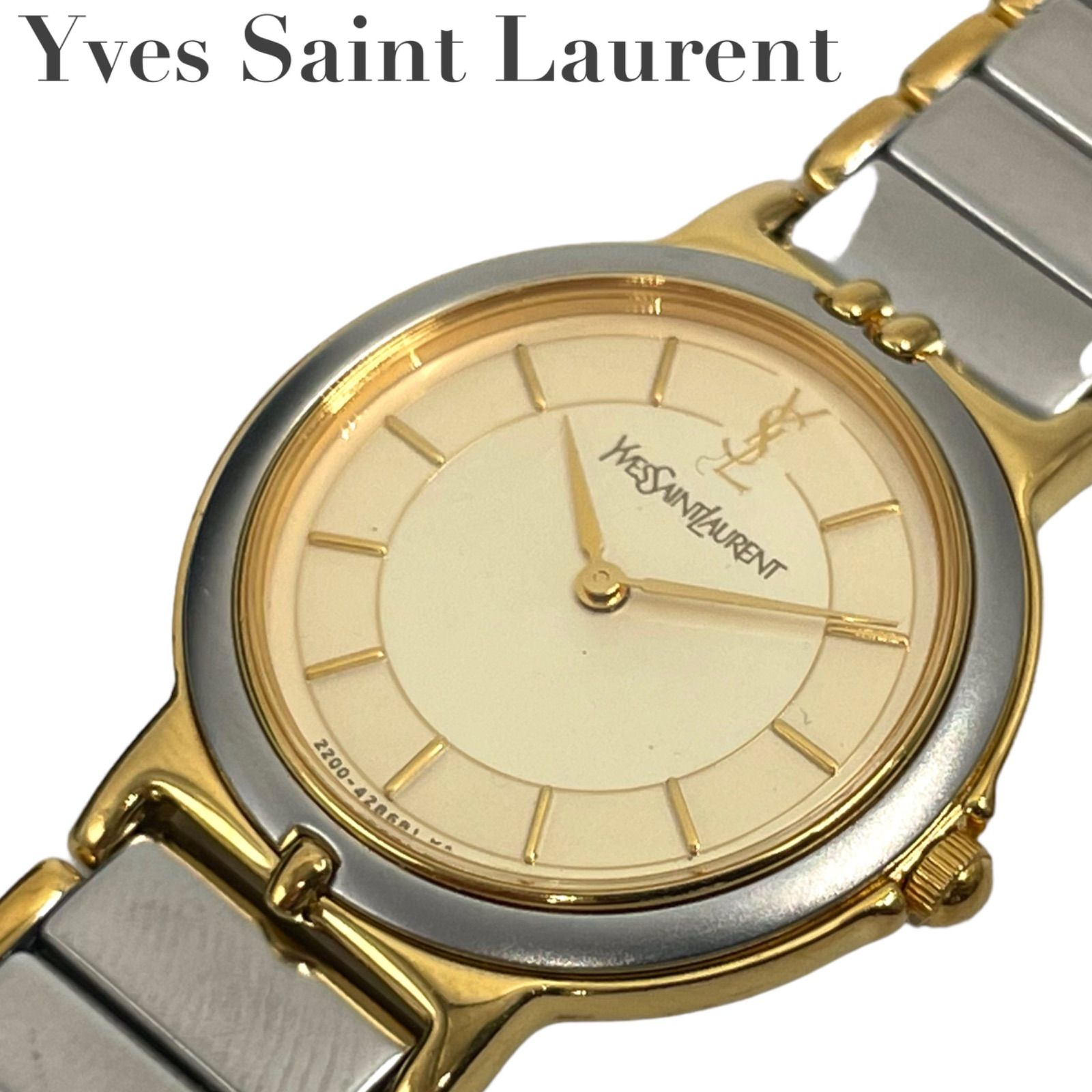 稼働 Yves Saint Laurent ラウンド 腕時計 電池新品 クォーツ 電池交換済】Yves Saint Laurent 腕時計 ラウンド SS