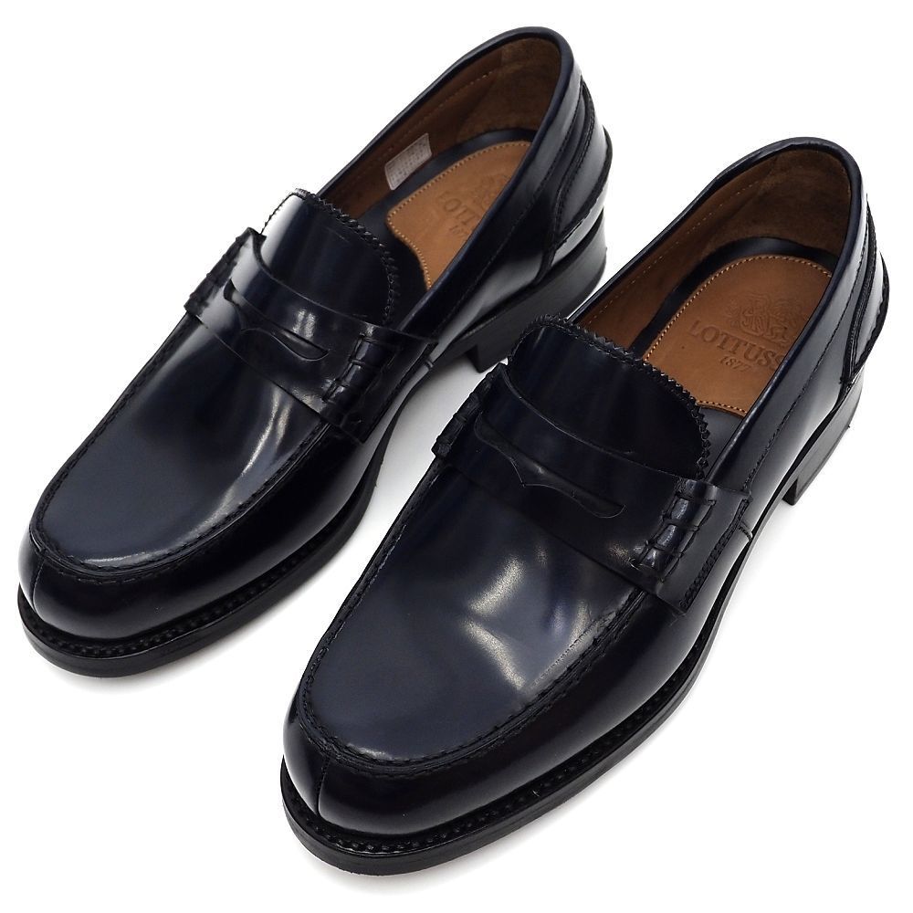 LOTTUSSE 1877 コインローファー サイズ UK6.5 ネイビー レザーシューズ 革靴 ロトゥセ メンズ 5L H0687S KUG21