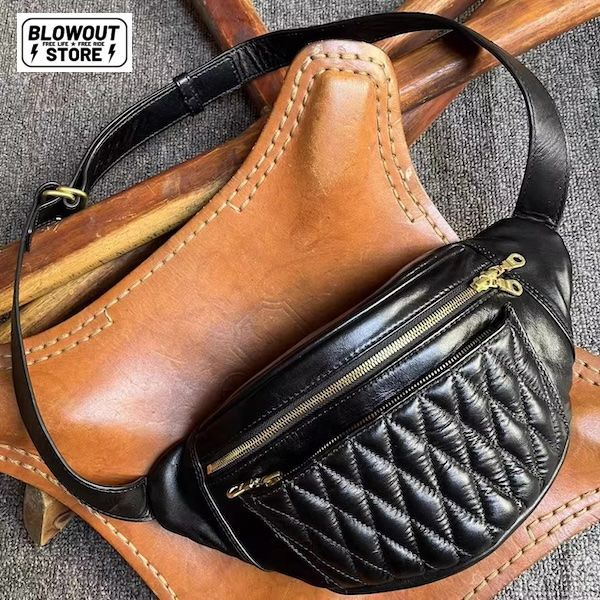 Blowout 本革 ライディングバッグ キルティング ダイヤモンドカット