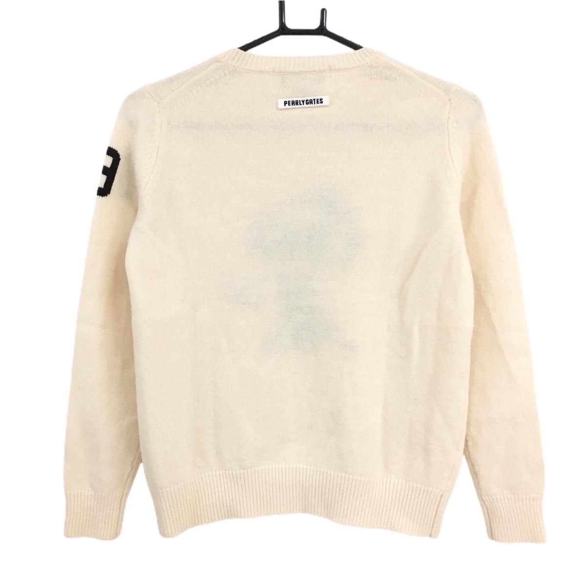 超 パーリーゲイツ×PEANUTS セーター アイボリー×ネイビー フロントスヌーピー レディース 0 S ゴルフウェア PEARLY GATES