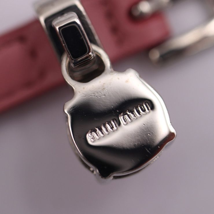 MIUMIU ミュウミュウ ブレスレット 51B094 レザー クリスタル ROSA