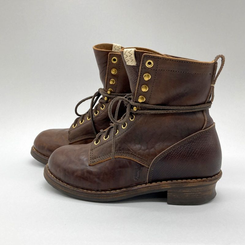 visvim ビズビム レザーブーツ 21AW POUNDMAKER FOLK 0121202002007 特殊加工 ブーツ ヴィズヴィム メンズ 26.5cm ブラウン 靴 B14879◆