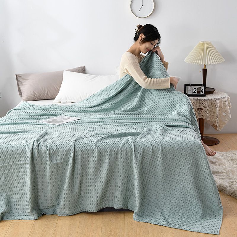01 オールシーズン 寝具 夏用 プレゼント ギフト インテリア ワッフルブランケット かわいい 無地 大判サイズ 冷房対策 ひんやり 肩掛け ひ