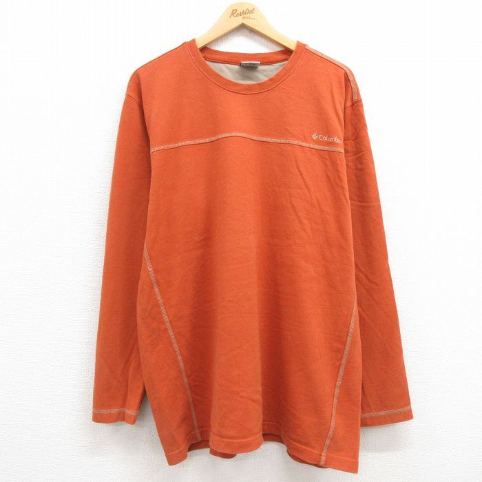 XL/古着 コロンビア 長袖 ビンテージ Tシャツ メンズ 00s ワンポイントロゴ 大きいサイズ コットン クルーネック 茶系 ブラウン 24jun10 中