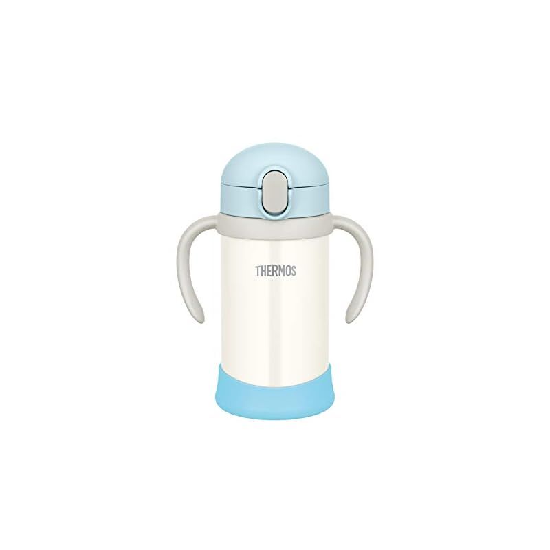【特価商品】サーモス(THERMOS) まほうびんのベビーストローマグ FJL-350 ブルーホワイト (BLWH) 350ml 水筒 子供 ステンレス製魔法びん構造 スペアストローセット付き 扱いやすいワンタッチオープ