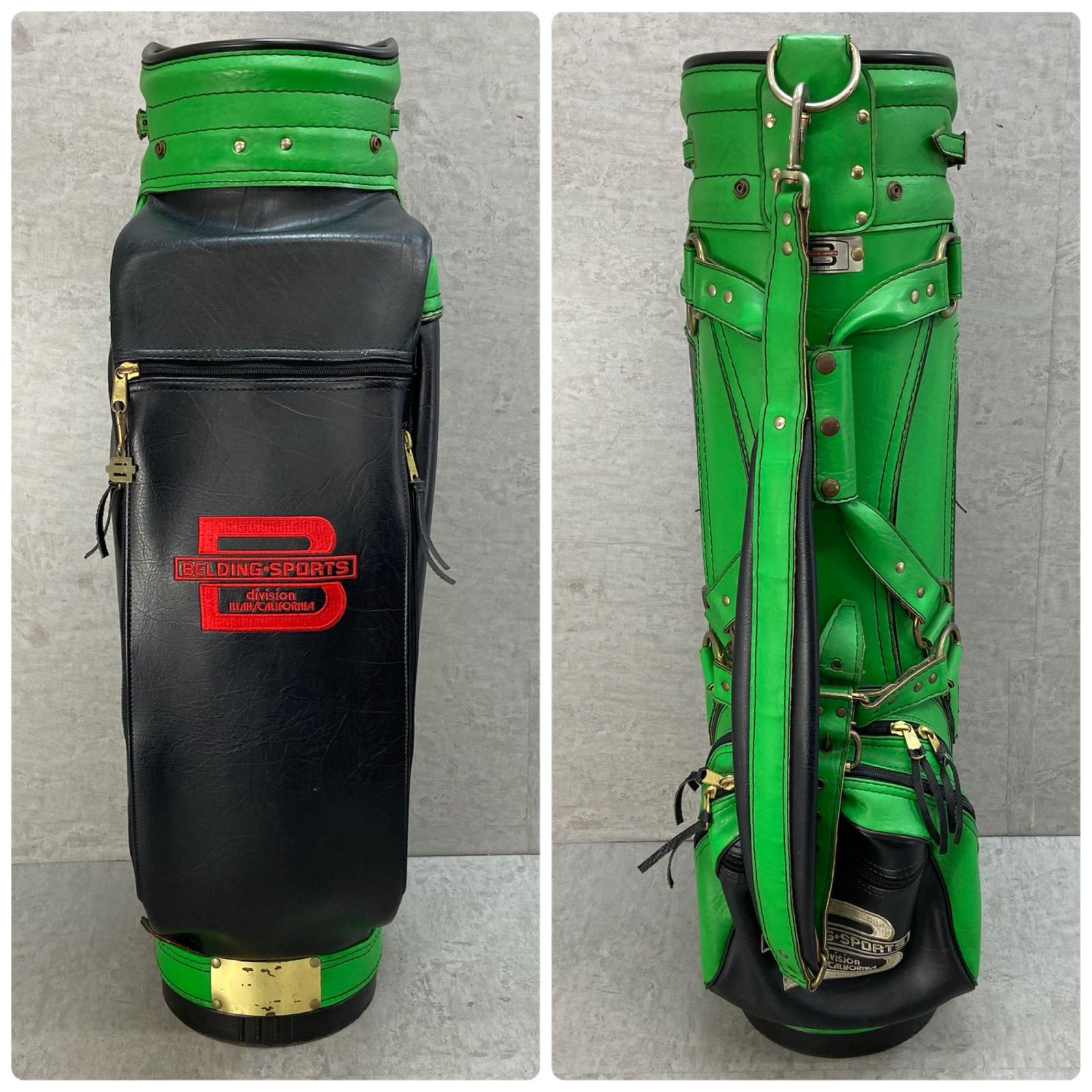 ベルディングスポーツ ゴルフ用 キャディバッグ カート式 本皮 レザー