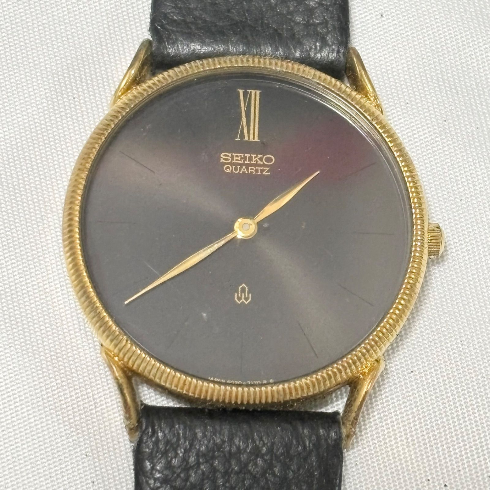 ジャンク品セイコー クォーツ ゴールド ブラック 時計 送料無料】SEIKO/セイコー/6020-7060/クォーツ腕時計/ブラック