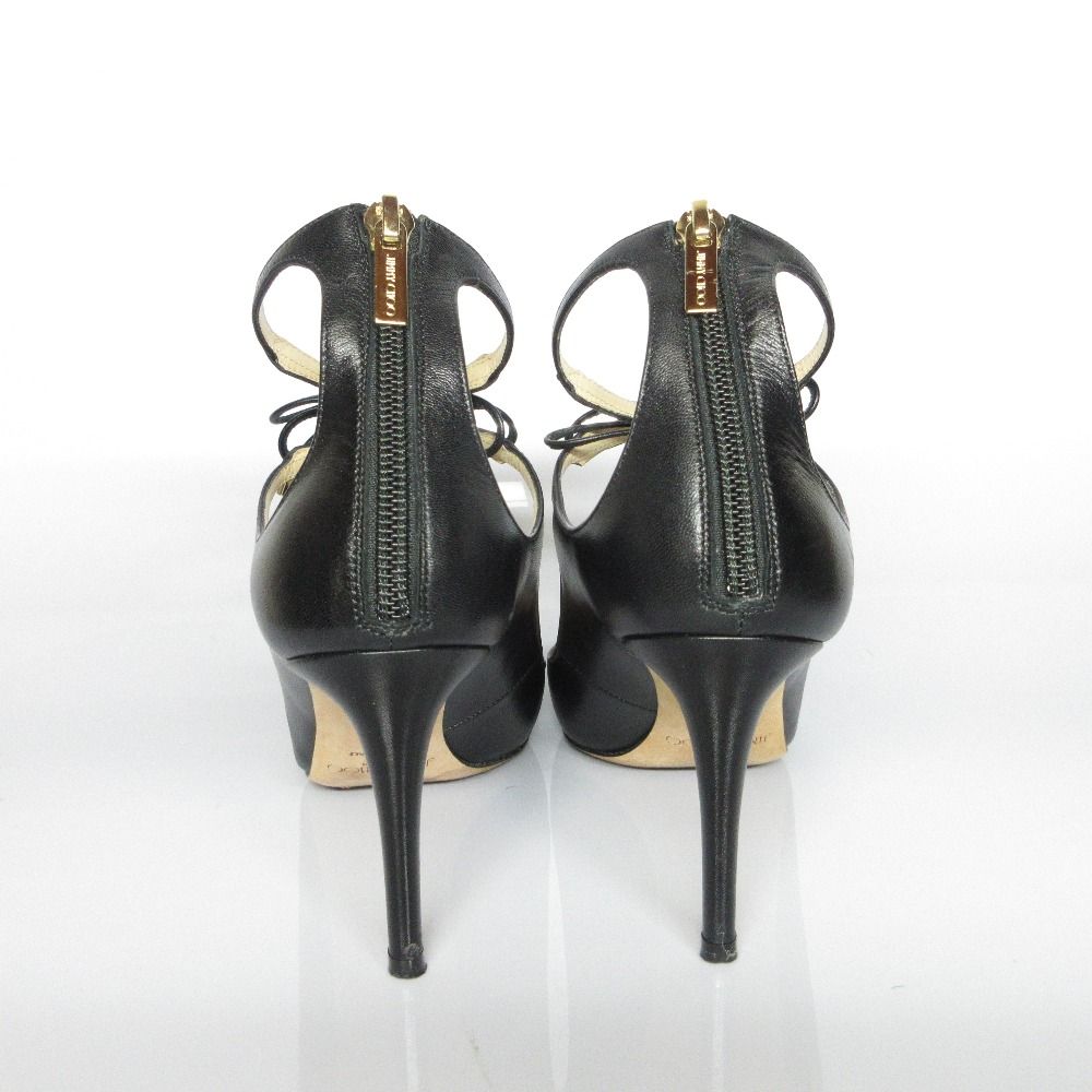 良品 JIMMY CHOO ジミーチュウ レザー ポインテッドトゥ リボン
