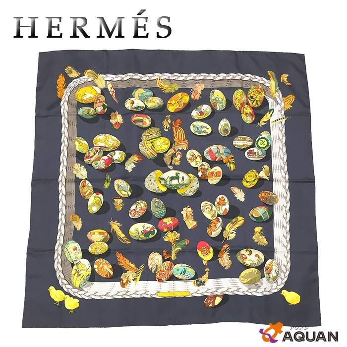 美品【HERMES エルメス】カレ90 スカーフ　エルメスの雛たち　オフホワイトhanaホーム