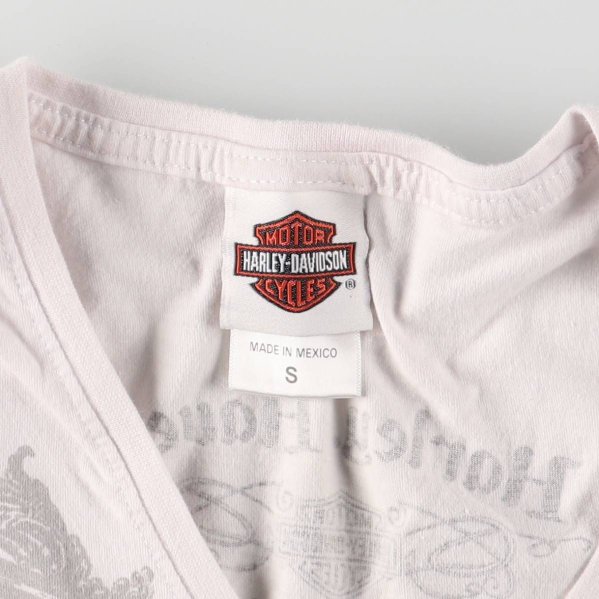 古着 ハーレーダビッドソン Vネック キャップスリーブ 大判プリント モーターサイクル バイクTシャツ レディースS相当 /eaa561323 古着 ハーレーダビッドソン Harley-Davidson Vネック キャップ