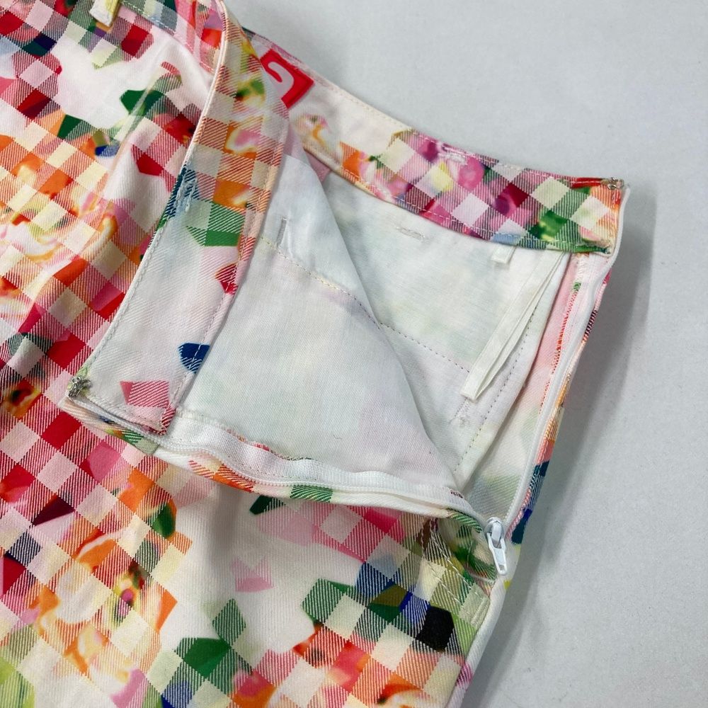 サイズ：36 ARCHIVIO アルチビオ スカート チェック 花柄 ホワイト系