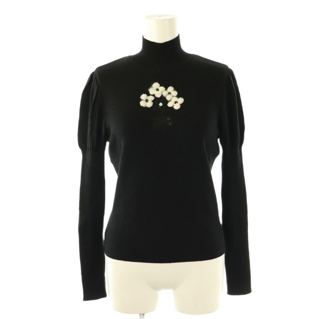 M'S GRACY - 【美品】M'S GRACY パーカー ケーブルニット ブラック 38 フード エムズグレイシー M'S GRACY ハイネック フラワーモチーフ