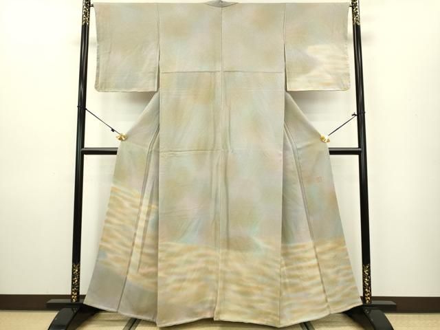 平和屋着物○訪問着 紬地 舞桜 正絹 逸品 AAAZ0305zg 平和屋着物▽染色