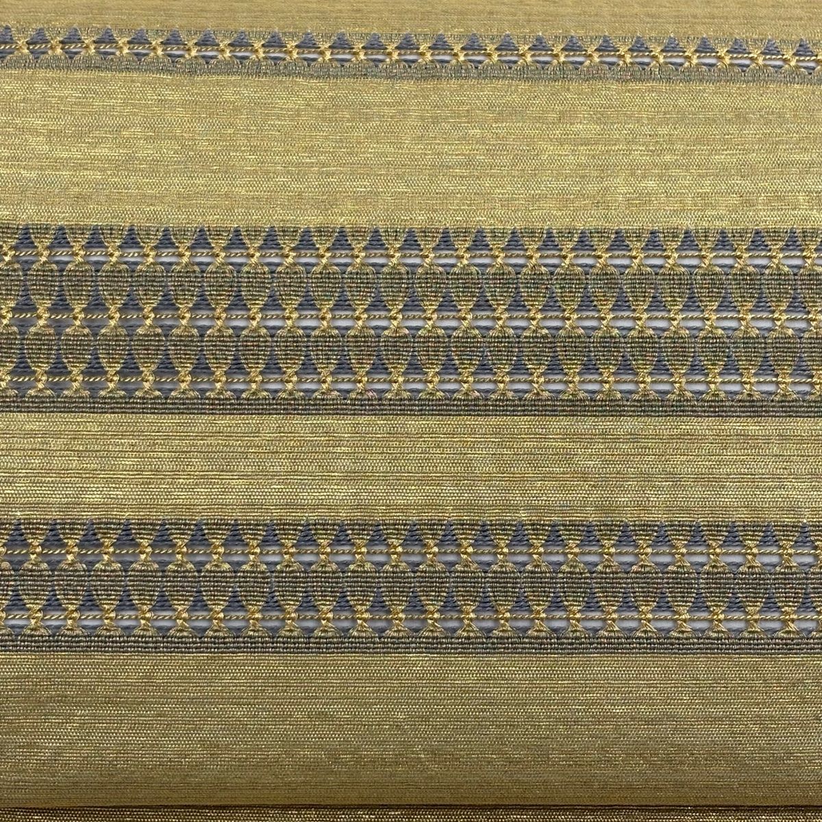 袋帯 秀品 幾何学模様 縞 金糸 箔 金色 お太鼓柄 正絹