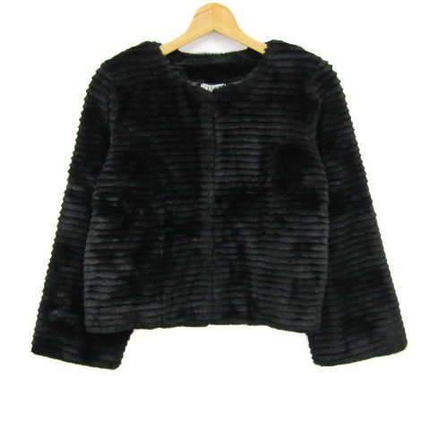 イクコ ノー ジャケット フェイクファー アウター レディース Fサイズ ブラック IKUKO